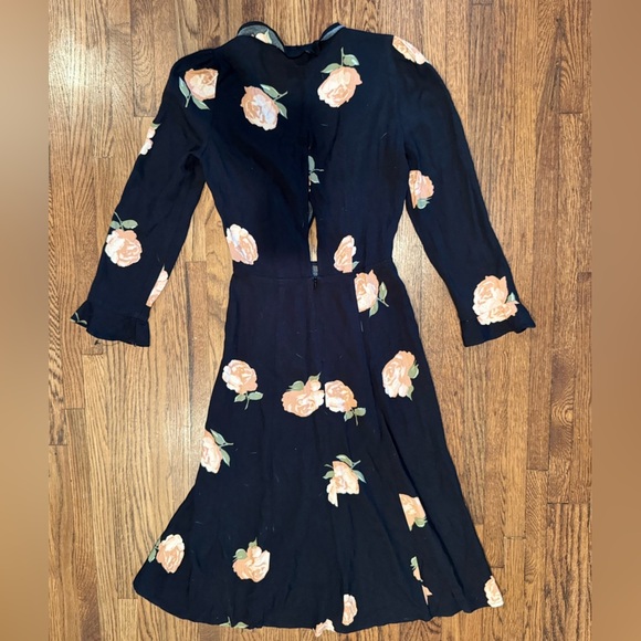 Reformation Heidi Tie Floral Flowy Summer Midi Dress with Bishop Sleeves Size 0 - Picture 7 of 7